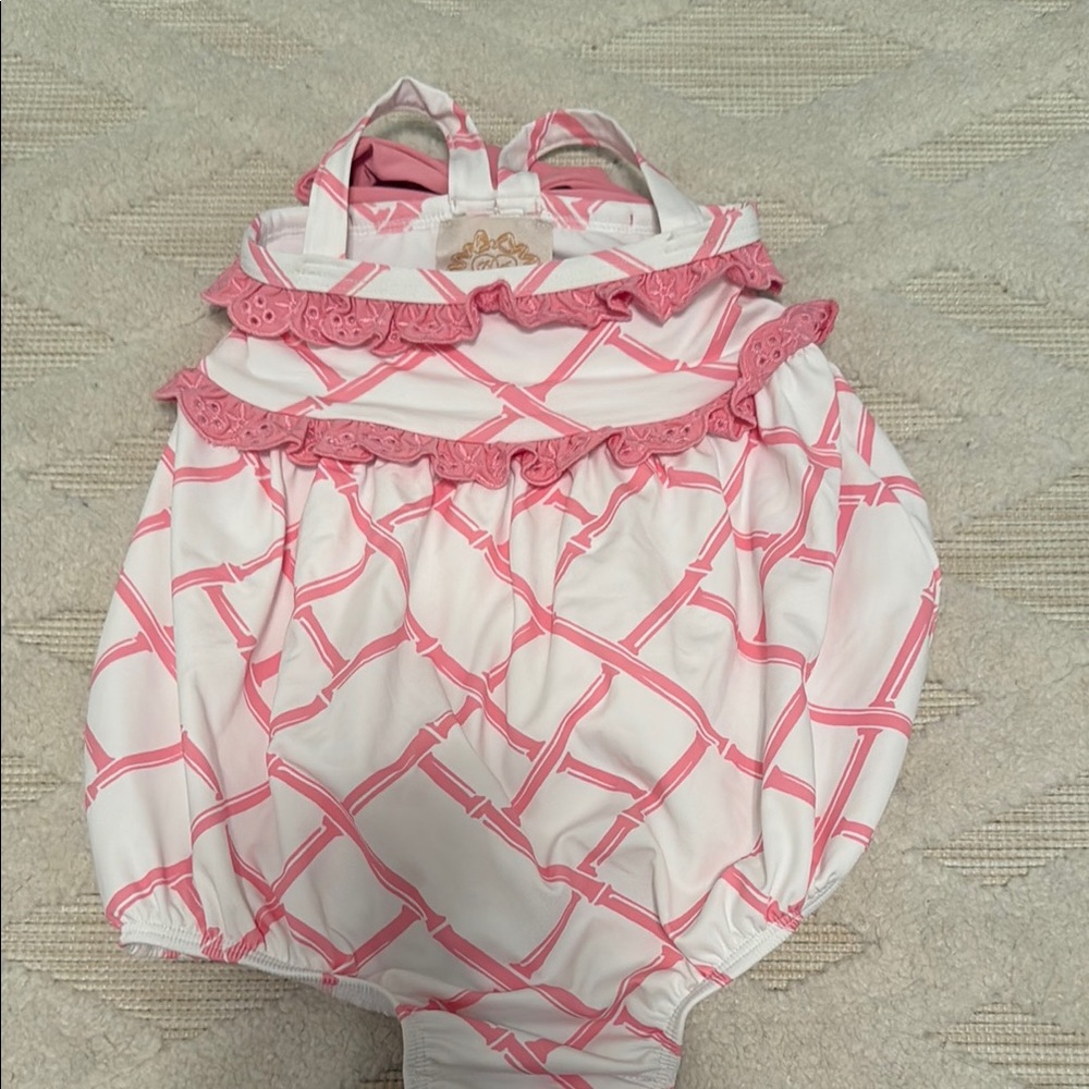 The Beaufort Bonnet Company Pink and White One Piece Swimsuit